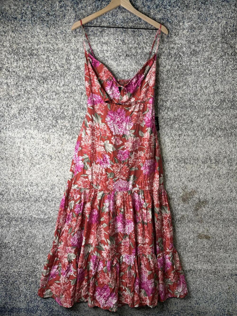 Express Dress Womens Small Multicolor Floral Cowl Neck Smocked Maxi Sundress